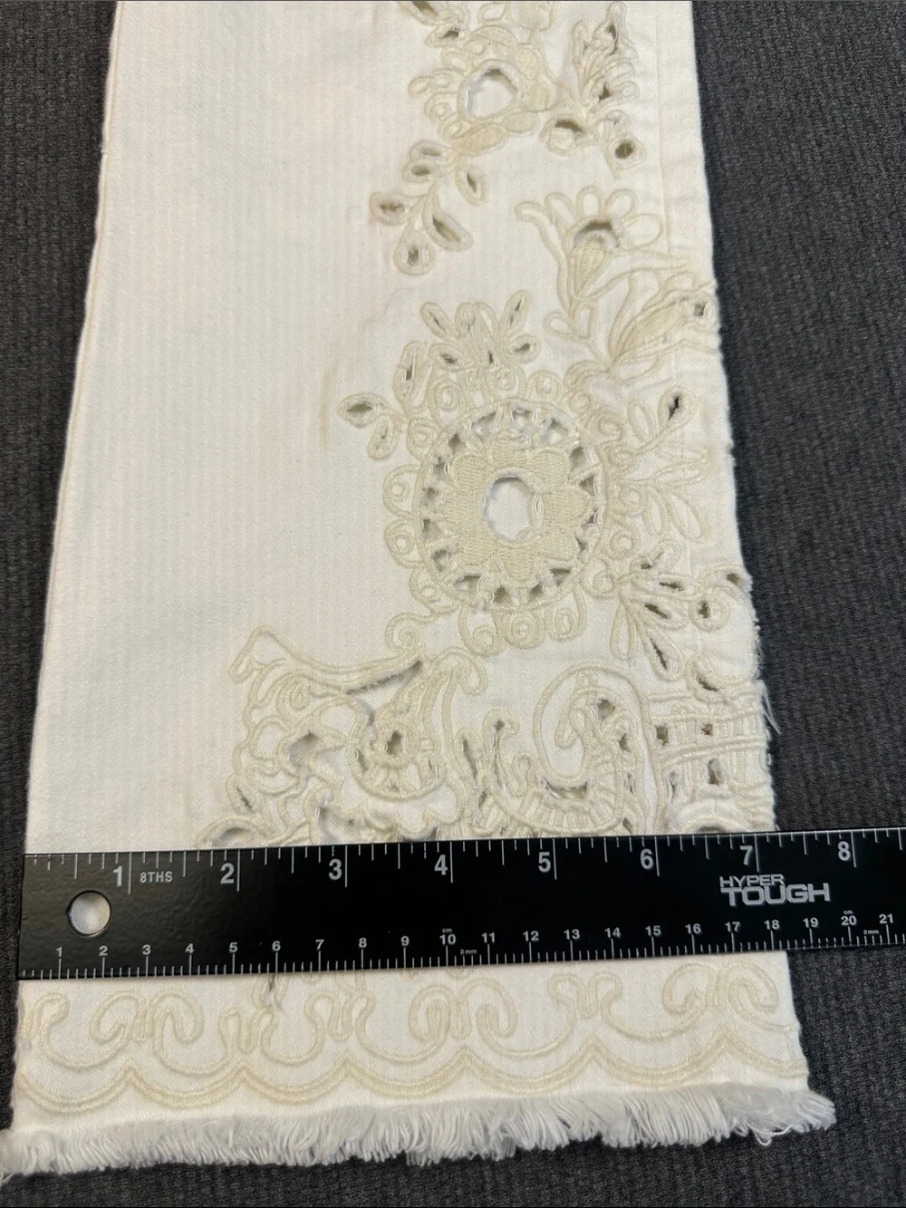 FREE PEOPLE FP Womens 29 White Stretch Denim Embroidered Straight Crop Jeans